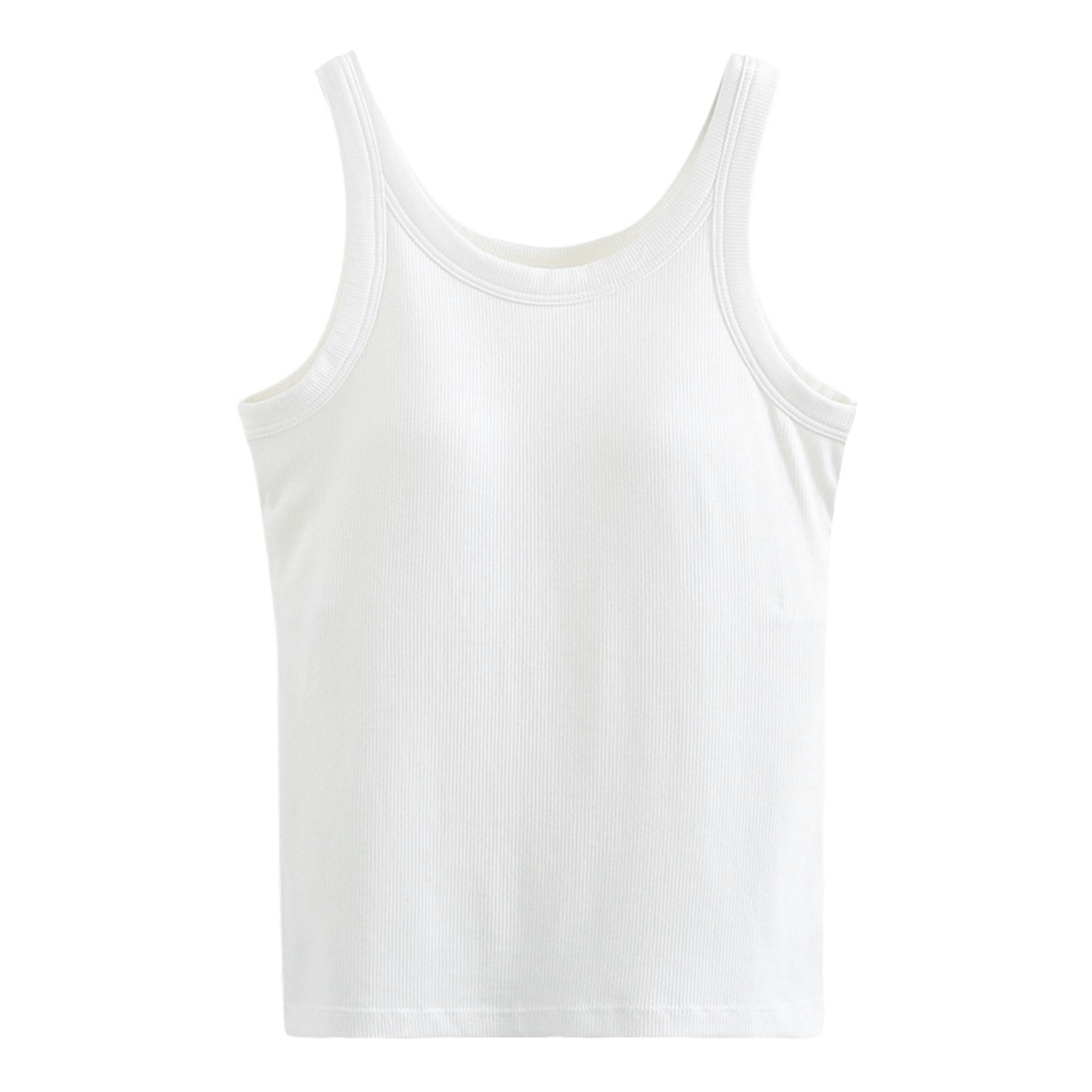 thumbnail image 4 of Camiseta sin mangas de algodón acanalado para mujer - Camiseta ajustada con cuello redondo y espalda nadadora, poliéster, informal/deportiva, largo completo (XS-L), 4 of 4